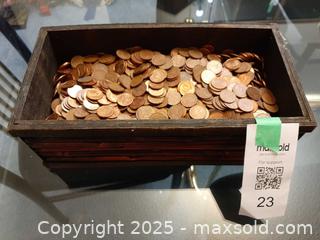 MaxSold Auction: Wooden Box filled with hundreds of Canadian pennies. - London (Ontario, Canada) PARTNER MANAGED Estate Sale Online Auction - Alayne Crescent