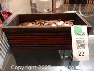 MaxSold Auction: Wooden Box filled with hundreds of Canadian pennies. - London (Ontario, Canada) PARTNER MANAGED Estate Sale Online Auction - Alayne Crescent