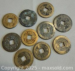 MaxSold Auction: (10) Old Chinese Cash Coins &#38; (2) Old Chinese Spade Coins  - Toronto (Ontario, Canada) PARTNER MANAGED Reseller Online Auction - Queen Street West