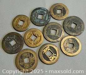 MaxSold Auction: (10) Old Chinese Cash Coins &#38; (2) Old Chinese Spade Coins  - Toronto (Ontario, Canada) PARTNER MANAGED Reseller Online Auction - Queen Street West