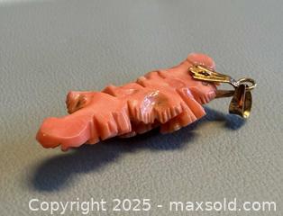 MaxSold Auction: 14K Yellow Gold Hand Carved Coral Pendant - Marked  - Toronto (Ontario, Canada) PARTNER MANAGED Reseller Online Auction - Queen Street West