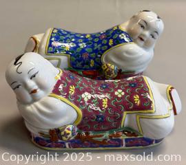MaxSold Auction: (2) Old Asian Hand-Painted Ceramic Porcelain Pillow / Headrest Figurines - Toronto (Ontario, Canada) PARTNER MANAGED Reseller Online Auction - Queen Street West