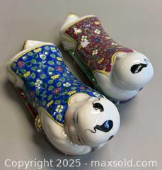 MaxSold Auction: (2) Old Asian Hand-Painted Ceramic Porcelain Pillow / Headrest Figurines - Toronto (Ontario, Canada) PARTNER MANAGED Reseller Online Auction - Queen Street West