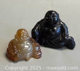 MaxSold Auction: (2) Vintage Asian Hand Carved Stone Buddhas (Agata &#38; Black Obsidian) - Toronto (Ontario, Canada) PARTNER MANAGED Reseller Online Auction - Queen Street West