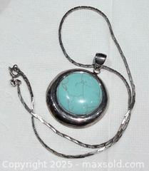 MaxSold Auction: Vintage 925 Silver Turquoise Necklace - Marked  - Toronto (Ontario, Canada) PARTNER MANAGED Reseller Online Auction - Queen Street West