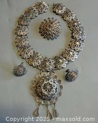 MaxSold Auction: Vintage Silver Jewelry Set (Necklace, Brooch &#38; Earrings)  - Toronto (Ontario, Canada) PARTNER MANAGED Reseller Online Auction - Queen Street West