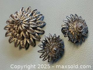 MaxSold Auction: Vintage Silver Jewelry Set (Necklace, Brooch &#38; Earrings)  - Toronto (Ontario, Canada) PARTNER MANAGED Reseller Online Auction - Queen Street West