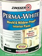 MaxSold Auction: Zinsser Perma White Mould & Mildew Interior Paint White Semi Gloss - Brampton (Ontario, Canada) SELLER MANAGED Commercial Liquidation Online Auction - Strathearn Avenue