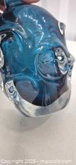 MaxSold Auction: Blue Art Glass Bottle with Metal Leaf Centerpiece Bowl, 8in & 20in - Markham (Ontario, Canada) PARTNER MANAGED Downsizing Online Auction - Mccowan Road (STORAGE)