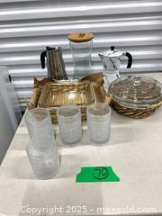MaxSold Auction: Lot: Glass Bakeware, Tumblers, Moka Pot & Bamboo-Lid Jar - Markham (Ontario, Canada) PARTNER MANAGED Downsizing Online Auction - Mccowan Road (STORAGE)