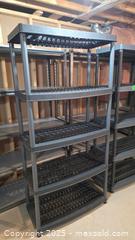 MaxSold Auction: Lot of 3 Dark Grey Plastic 5-Tier Shelving Units, 36" x 16" x 72" - Markham (Ontario, Canada) PARTNER MANAGED Downsizing Online Auction - Mccowan Road (STORAGE)