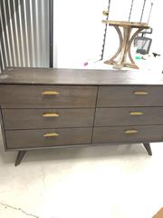MaxSold Auction: Mid-Century Modern 6-Drawer Dresser / Long Chest, Dark Brown - Markham (Ontario, Canada) PARTNER MANAGED Downsizing Online Auction - Mccowan Road (STORAGE)