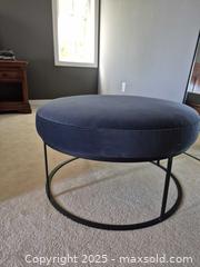 MaxSold Auction: Urban Barn Round Ottoman Pouf, Dark Navy Velvet-Look, 31–32 in - Markham (Ontario, Canada) PARTNER MANAGED Downsizing Online Auction - Mccowan Road (STORAGE)