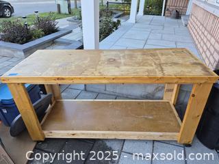 MaxSold Auction: Workbench / Utility Table with Wood Top and Casters Lot 1 of 2 - Markham (Ontario, Canada) PARTNER MANAGED Downsizing Online Auction - Mccowan Road (STORAGE)
