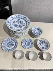 MaxSold Auction: Assorted Blue & White Porcelain Plates & Cups — Messien Blue Danube - Warwick (Rhode Island, USA) SELLER MANAGED Reseller Online Auction - Warwick Avenue