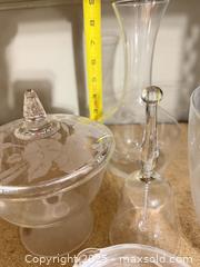MaxSold Auction: Assorted Clear Glassware Lot — Punch and Serving Pieces - Warwick (Rhode Island, USA) SELLER MANAGED Reseller Online Auction - Warwick Avenue