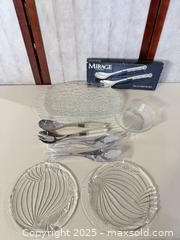 MaxSold Auction: Assorted Pressed-Glass Serving Set with Salad Servers  - Warwick (Rhode Island, USA) SELLER MANAGED Reseller Online Auction - Warwick Avenue