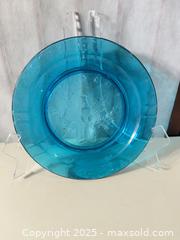 MaxSold Auction: Assorted Pressed Glass Dishes & Pitcher, Blue/Green, Eagle Motif - Warwick (Rhode Island, USA) SELLER MANAGED Reseller Online Auction - Warwick Avenue