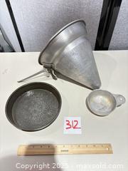 MaxSold Auction: Bake King Aluminum Kitchenware Set: Cone Strainer, Pan, Scoop - Warwick (Rhode Island, USA) SELLER MANAGED Reseller Online Auction - Warwick Avenue