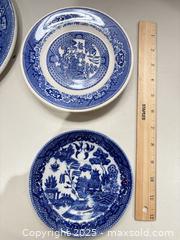 MaxSold Auction: Blue Willow transferware style serving, bread & saucer plates (10in) - Warwick (Rhode Island, USA) SELLER MANAGED Reseller Online Auction - Warwick Avenue