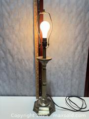 MaxSold Auction: Brass-tone Metal Table Lamp with Octagonal Stepped Base - Warwick (Rhode Island, USA) SELLER MANAGED Reseller Online Auction - Warwick Avenue