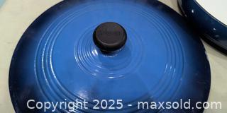 MaxSold Auction: Enameled Blue Cast-Iron Skillet/Casserole with Lid & Accessories - Warwick (Rhode Island, USA) SELLER MANAGED Reseller Online Auction - Warwick Avenue