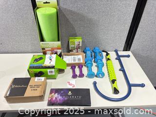 MaxSold Auction: Exercise equipment lot with dumbbells, bands, weights & bicycle wall mount - Warwick (Rhode Island, USA) SELLER MANAGED Reseller Online Auction - Warwick Avenue