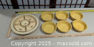 MaxSold Auction: Fiesta Glazed Stoneware Divided Tray with Bowls, Yellow/Ivory - Warwick (Rhode Island, USA) SELLER MANAGED Reseller Online Auction - Warwick Avenue
