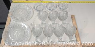 MaxSold Auction: Fire-King Bowls and Pressed Glass Floral 13-Piece Set - Warwick (Rhode Island, USA) SELLER MANAGED Reseller Online Auction - Warwick Avenue