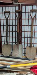 MaxSold Auction: Garden Tools Lot: Shovels, Forks, Rakes & Hand Tools (Approx 14) - Warwick (Rhode Island, USA) SELLER MANAGED Reseller Online Auction - Warwick Avenue