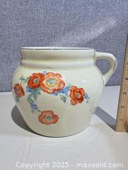 MaxSold Auction: Hall Pottery Orange Poppy Bean Pot,  - Warwick (Rhode Island, USA) SELLER MANAGED Reseller Online Auction - Warwick Avenue