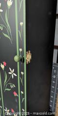 MaxSold Auction: Hand-Painted Black Tall Narrow Cabinet with Green & Gold Lamp - Warwick (Rhode Island, USA) SELLER MANAGED Reseller Online Auction - Warwick Avenue