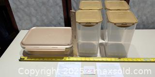 MaxSold Auction: Lock&Lock Kitchen Storage Set – 4 Tall Canisters + Rectangular Dish - Warwick (Rhode Island, USA) SELLER MANAGED Reseller Online Auction - Warwick Avenue