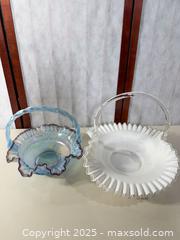 MaxSold Auction: Lot of 2 Decorative Glass Handled Baskets - Warwick (Rhode Island, USA) SELLER MANAGED Reseller Online Auction - Warwick Avenue