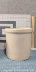 MaxSold Auction: Lot of 2 Stoneware Crocks, Salt-Glazed & Unglazed Styles - Warwick (Rhode Island, USA) SELLER MANAGED Reseller Online Auction - Warwick Avenue