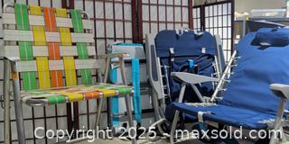 MaxSold Auction: Lot of 4 Folding Lawn/Beach Chairs, Aluminum & Steel Frames - Warwick (Rhode Island, USA) SELLER MANAGED Reseller Online Auction - Warwick Avenue