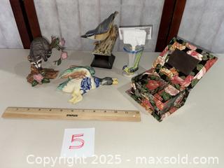 MaxSold Auction: Lot of 5 Ceramic/Porcelain Bird Figurines & Floral Jewelry Box - Warwick (Rhode Island, USA) SELLER MANAGED Reseller Online Auction - Warwick Avenue