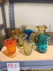 MaxSold Auction: Lot of 7 Pressed Glass Hobnail Pitchers & Vases - Warwick (Rhode Island, USA) SELLER MANAGED Reseller Online Auction - Warwick Avenue
