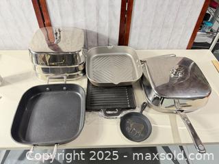 MaxSold Auction: Lot of Assorted Cookware: Pans, Grill Pans, Roasting Pan, Cast Iron - Warwick (Rhode Island, USA) SELLER MANAGED Reseller Online Auction - Warwick Avenue
