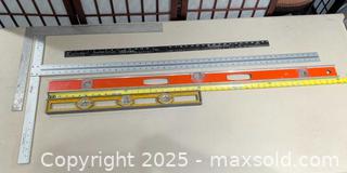 MaxSold Auction: Lot of Metal Rulers, Combination Square & Spirit Levels (5 pcs) - Warwick (Rhode Island, USA) SELLER MANAGED Reseller Online Auction - Warwick Avenue