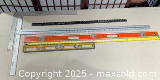 MaxSold Auction: Lot of Metal Rulers, Combination Square & Spirit Levels (5 pcs) - Warwick (Rhode Island, USA) SELLER MANAGED Reseller Online Auction - Warwick Avenue