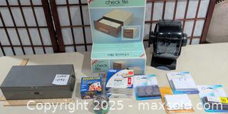 MaxSold Auction: Lot of Mixed Office Supplies with Metal Lockbox & Rolodex - Warwick (Rhode Island, USA) SELLER MANAGED Reseller Online Auction - Warwick Avenue