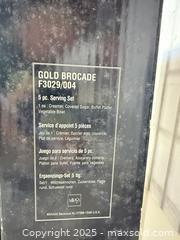 MaxSold Auction: Mikasa Gold Brocade F3029/004 5-Piece Porcelain Serving Set - Warwick (Rhode Island, USA) SELLER MANAGED Reseller Online Auction - Warwick Avenue