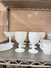 MaxSold Auction: Milk Glass Hobnail Tableware Lot, 5–6 in Goblets - Warwick (Rhode Island, USA) SELLER MANAGED Reseller Online Auction - Warwick Avenue