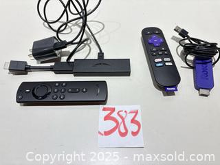 MaxSold Auction: Mixed Amazon Fire TV and Roku Streaming Sticks, 2 Units - Warwick (Rhode Island, USA) SELLER MANAGED Reseller Online Auction - Warwick Avenue