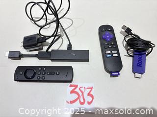 MaxSold Auction: Mixed Amazon Fire TV and Roku Streaming Sticks, 2 Units - Warwick (Rhode Island, USA) SELLER MANAGED Reseller Online Auction - Warwick Avenue