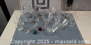 MaxSold Auction: Mixed glassware lot — cocktail, shot, tumblers (approx. 22 pcs) - Warwick (Rhode Island, USA) SELLER MANAGED Reseller Online Auction - Warwick Avenue