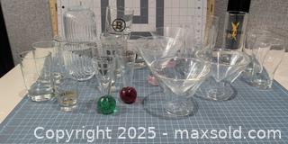 MaxSold Auction: Mixed glassware lot — cocktail, shot, tumblers (approx. 22 pcs) - Warwick (Rhode Island, USA) SELLER MANAGED Reseller Online Auction - Warwick Avenue
