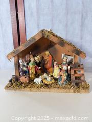 MaxSold Auction: Painted Ceramic/Resin Nativity Creche Set with Stable - Warwick (Rhode Island, USA) SELLER MANAGED Reseller Online Auction - Warwick Avenue