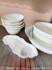 MaxSold Auction: Pfaltzgraff Stoneware Bowls with Small Serving Tray (7 pcs) - Warwick (Rhode Island, USA) SELLER MANAGED Reseller Online Auction - Warwick Avenue